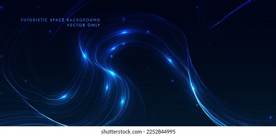 Abstract blue dynamic waves. Modern abstract cover. Glowing curved lines. Graphic concept for your design