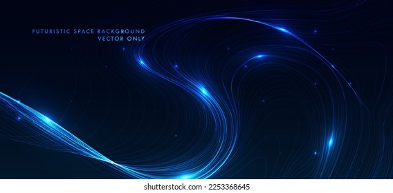 Abstract blue dynamic waves. Modern abstract cover. Glowing curved lines. Graphic concept for your design