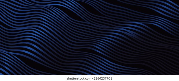 Abstract blue dynamic wavy background. Futuristic hi-technology concept. Vector illustration