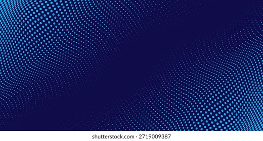 Abstract blue dynamic wavy line dotted texture ,Dark blue background with copy space. Modern futuristic simple dots pattern. vector