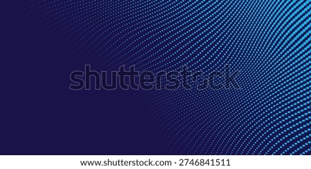 Abstract blue dynamic wavy line dotted texture ,Dark blue background with copy space. Modern futuristic simple dots pattern. 