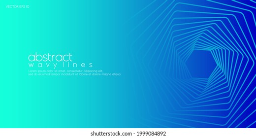 Abstract blue dynamic wavy lines background. Vector