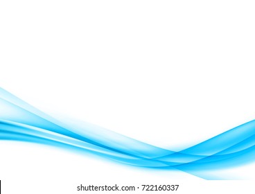 Abstract blue elegant speed air smoke border swoosh wave over white background. Fashion transparent gradient line pattern certificate acta page layout template. Vector illustration