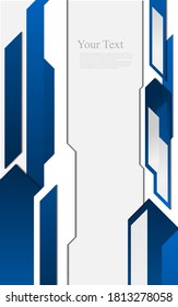 Abstrakte vertikale Rahmenabdeckung mit blauem Element mit einfachem Text