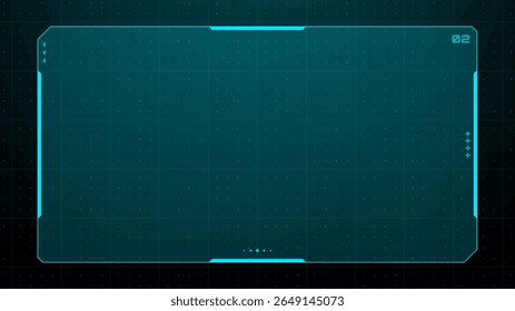 Abstracte blauwe lege futuristische hud frame met raster achtergrond. Head-up display interface digitaal concept. Cybertechnologie illustratie.