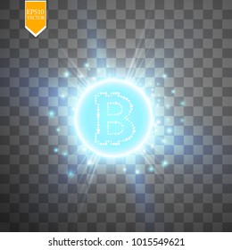 Abstract blue energy ring with bitcoin on a transparent background.. Vector