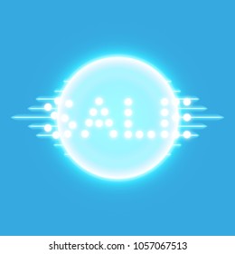 Abstract blue energy ring with bitcoin on a blue background.