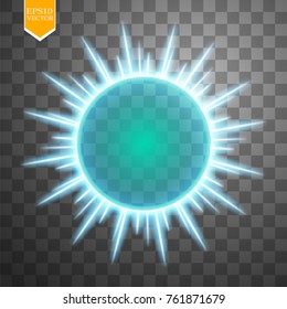 Abstract blue energy ring on transparent background. Vector. Sun