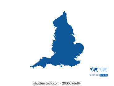 Abstract blue England map vector on white background.