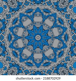 Abstract blue ethnic geometric arabesque mandala vector