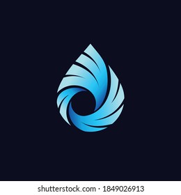 abstract blue eye icon, droplets vector logo