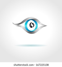 Abstract blue eye on gray background. Vector creative concept.
