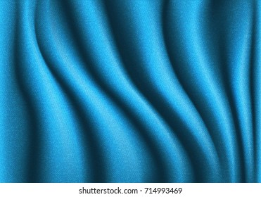 Abstract blue fabric curtain material wave background texture vector illustration.