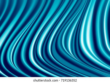 Abstract blue fabric satin wave luxury background texture vector illustration.