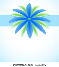 abstract blue fantastic flower greeting card