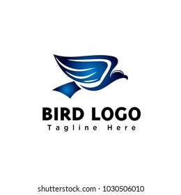 abstract blue Fast bird art logo