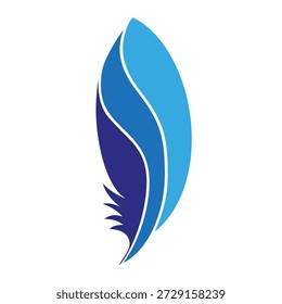 Abstract blue feather logo, creative bird wing icon, plume design element