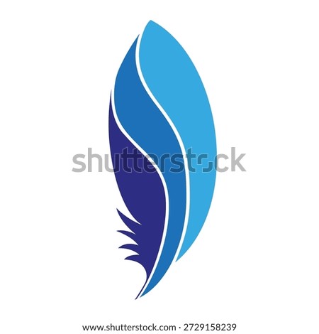 Abstract blue feather logo, creative bird wing icon, plume design element