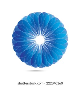Abstract blue figure-vector icon on the gray backdrop