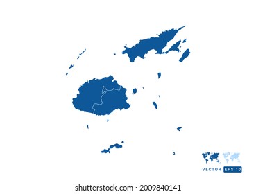 Abstract blue Fiji map vector on white background.