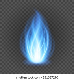 Abstract blue fire flame light on black background vector illustration. Burning flames translucent elements special Effect.