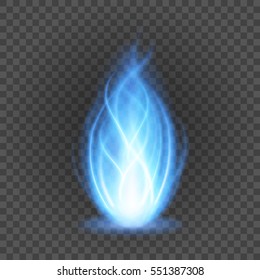 Abstract blue fire flame light on black background vector illustration. Burning flames translucent elements special Effect.
