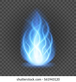 Abstract blue fire flame light on black background vector illustration. Burning flames translucent elements special Effect.