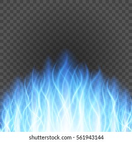 Abstract blue fire flame light on black background vector illustration. Burning flames translucent elements special Effect.