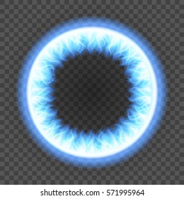 Abstract blue fire flame light on black background vector illustration. Burning flames translucent elements special Effect.