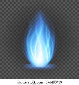 Abstract blue fire flame light on black background vector illustration. Burning flames translucent elements special Effect.