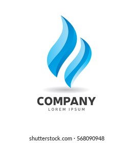Abstract Blue Fire Flame Logo Sign Symbol Icon