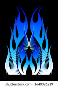 Abstract Blue Fire Flames Design Vector On Black Background