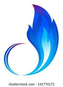Abstract blue fire flames icon
