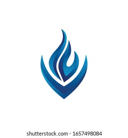 Abstract blue fire logo symbol illustration