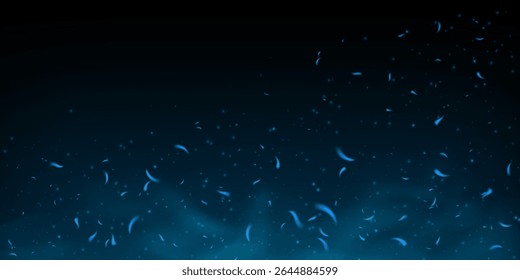 Abstract blue fire and smoke background with glowing flame and sparkling particles. Neon light effect mix cold ice texture. Realistic bonfire embers and glowing energy in dark luxury metallic style