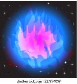 Abstract blue fire vector in the galaxy
