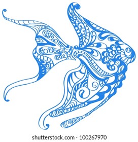 Abstract blue fish background, beautiful vector illustration