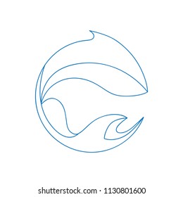 abstract blue fish create ocean wave. logo icon