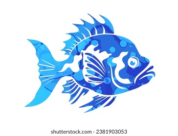 Pescado azul abstracto. dibujo a mano. No IA, Illustrat3. Ilustración del vector