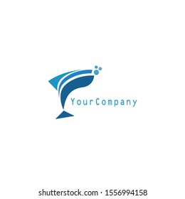 abstract blue fish icon logo. fish logo.