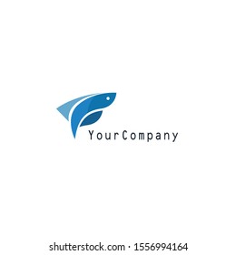 abstract blue fish icon logo. fish logo.
