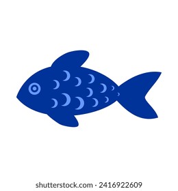 Abstract Blue Fish Icon Vector Illustration