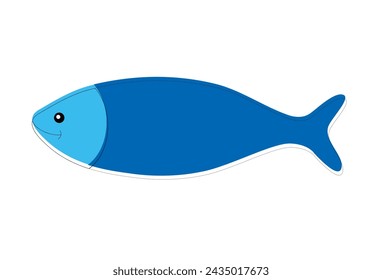 Abstract Blue Fish Icon Vector Illustration