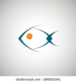 abstract blue fish on a white background