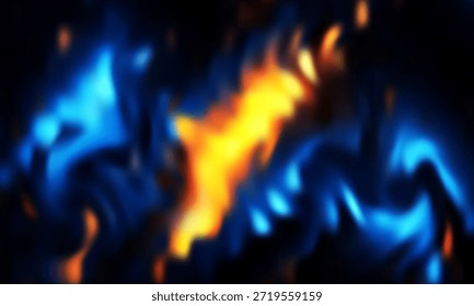 Motivo De Fuego Centrado En Llama Azul Abstractas Con Brillo Naranja Cálido Para Fondo Dinámico