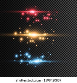 Abstract blue flash and laser beams. Isolated on a transparent black background. Vector illustration