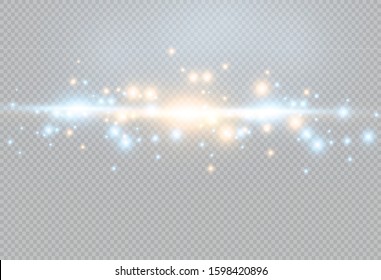 Abstract blue flash and laser beams. Isolated on a transparent black background. Vector illustration