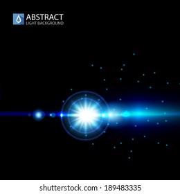 Abstract blue flash light background. Vector illustration.