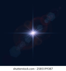 Abstract blue flash of light and laser beams with glitter. Isolated on transparent background. Vector for art and web design.