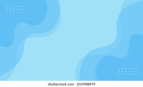 Abstract Blue Flat Geometric With Dynamic Wave Shapes Design Background. Good For Banner, Motion, Frame Or Presentation